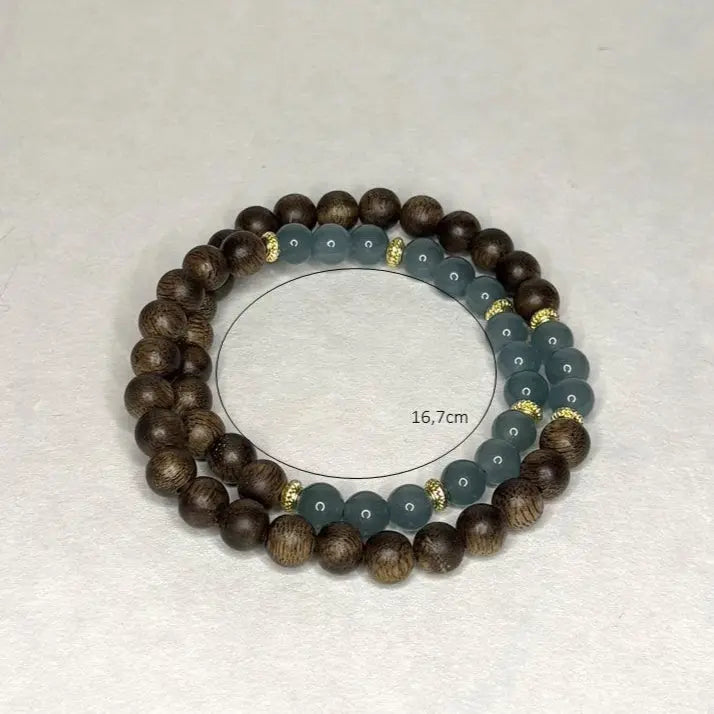 Bracelet en Bois & Bleu Lagon - L'Atelier Wen