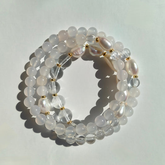 Éclat Nacré – Collier & Bracelets modulables