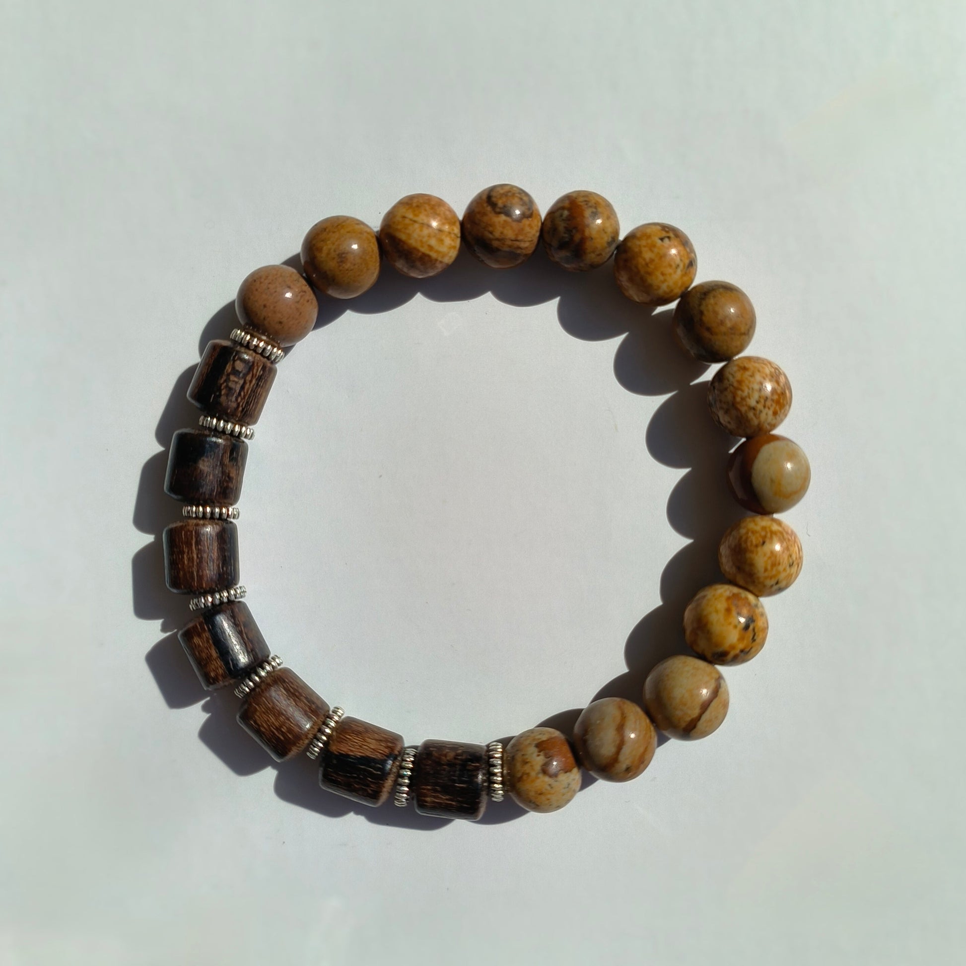 Bracelet quartz & bois avec intercalaires métal - L'Atelier Wen