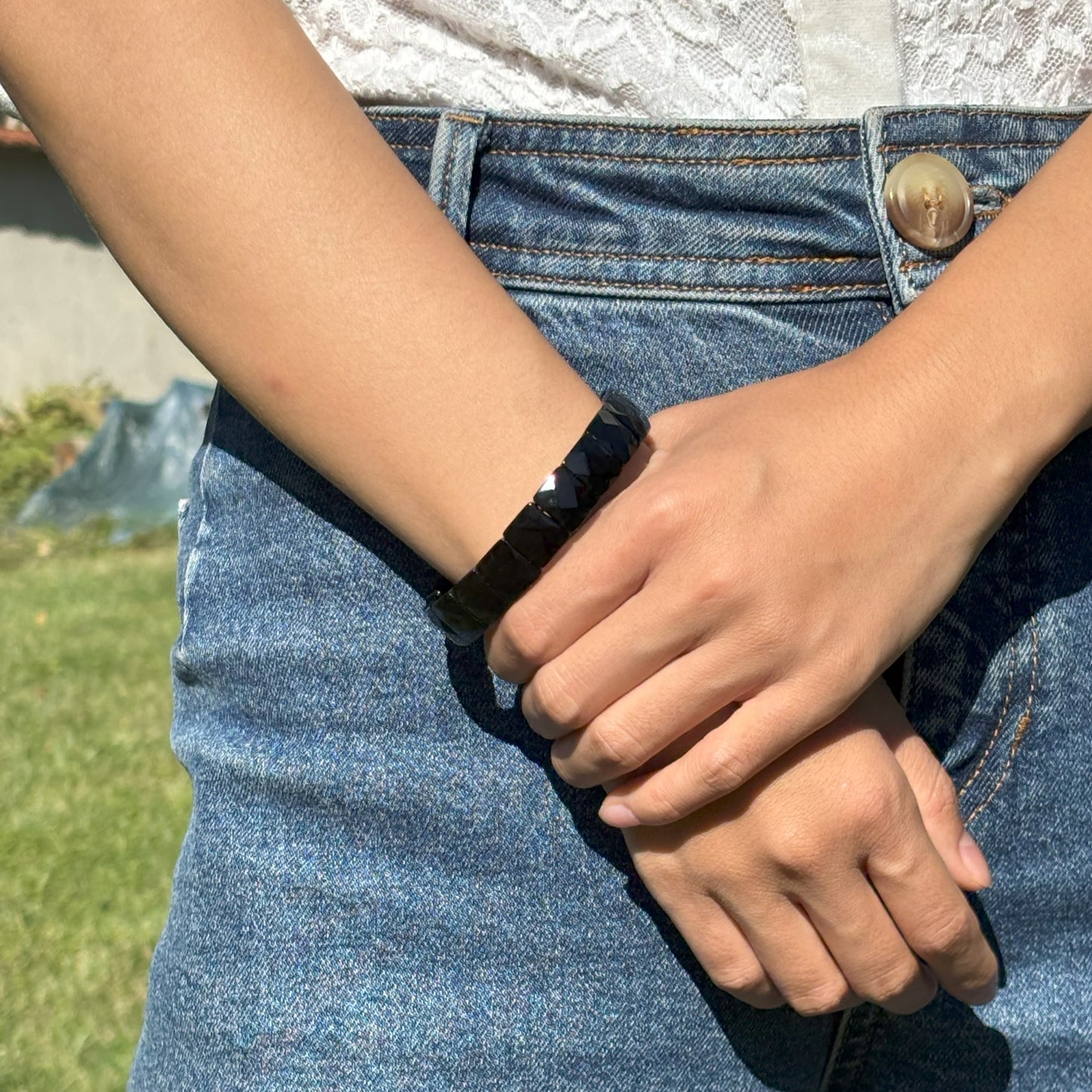 Bracelet en obsidienne facetté - L'Atelier Wen