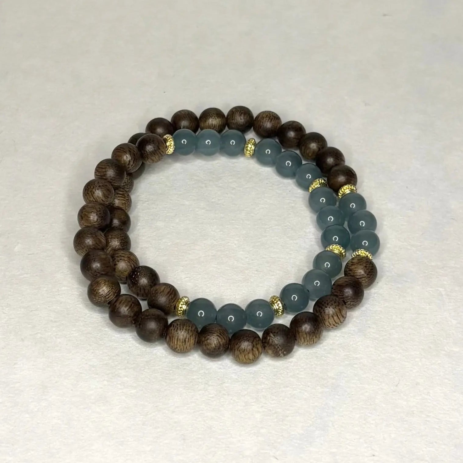 Bracelet en Bois & Bleu Lagon - L'Atelier Wen