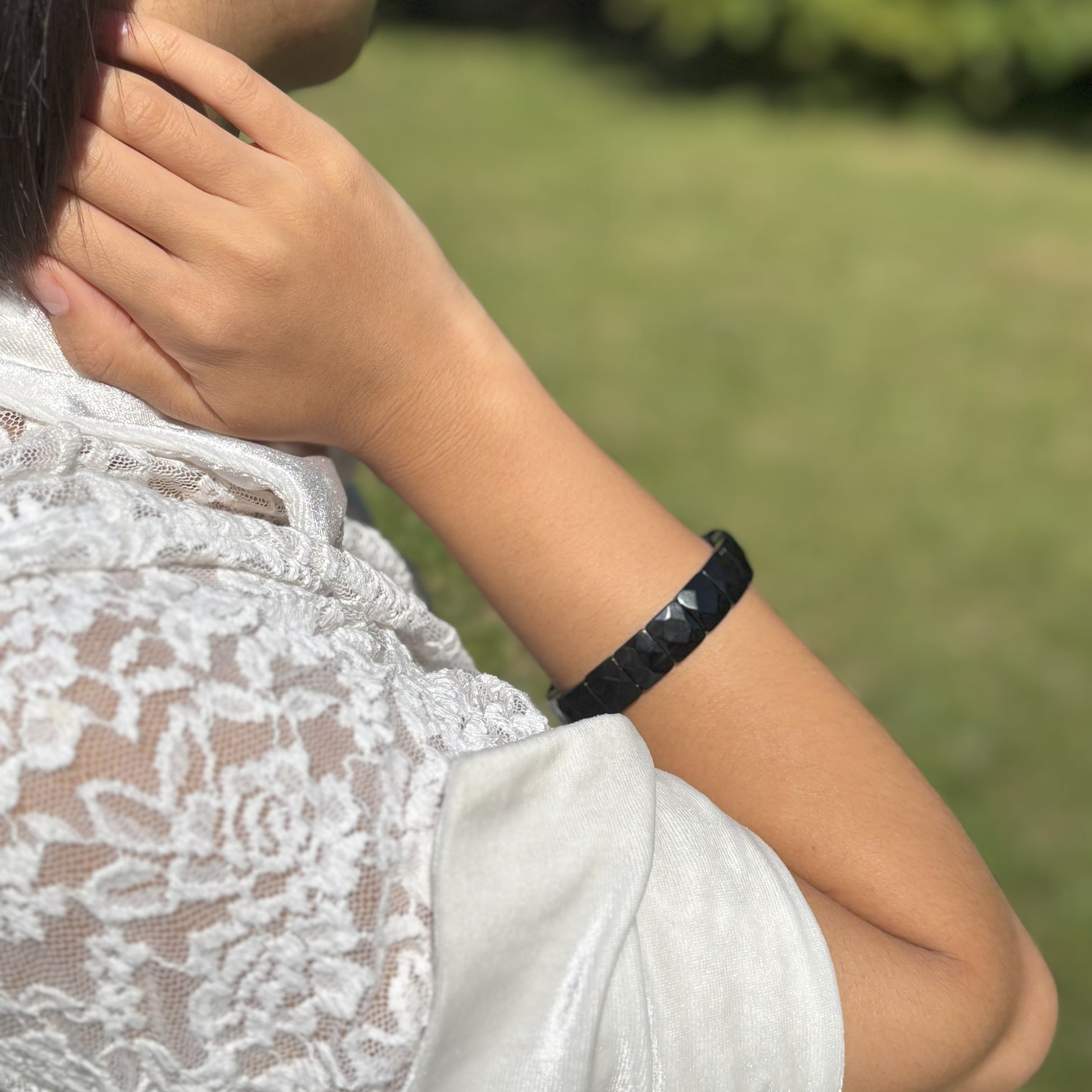 Bracelet en obsidienne facetté - L'Atelier Wen
