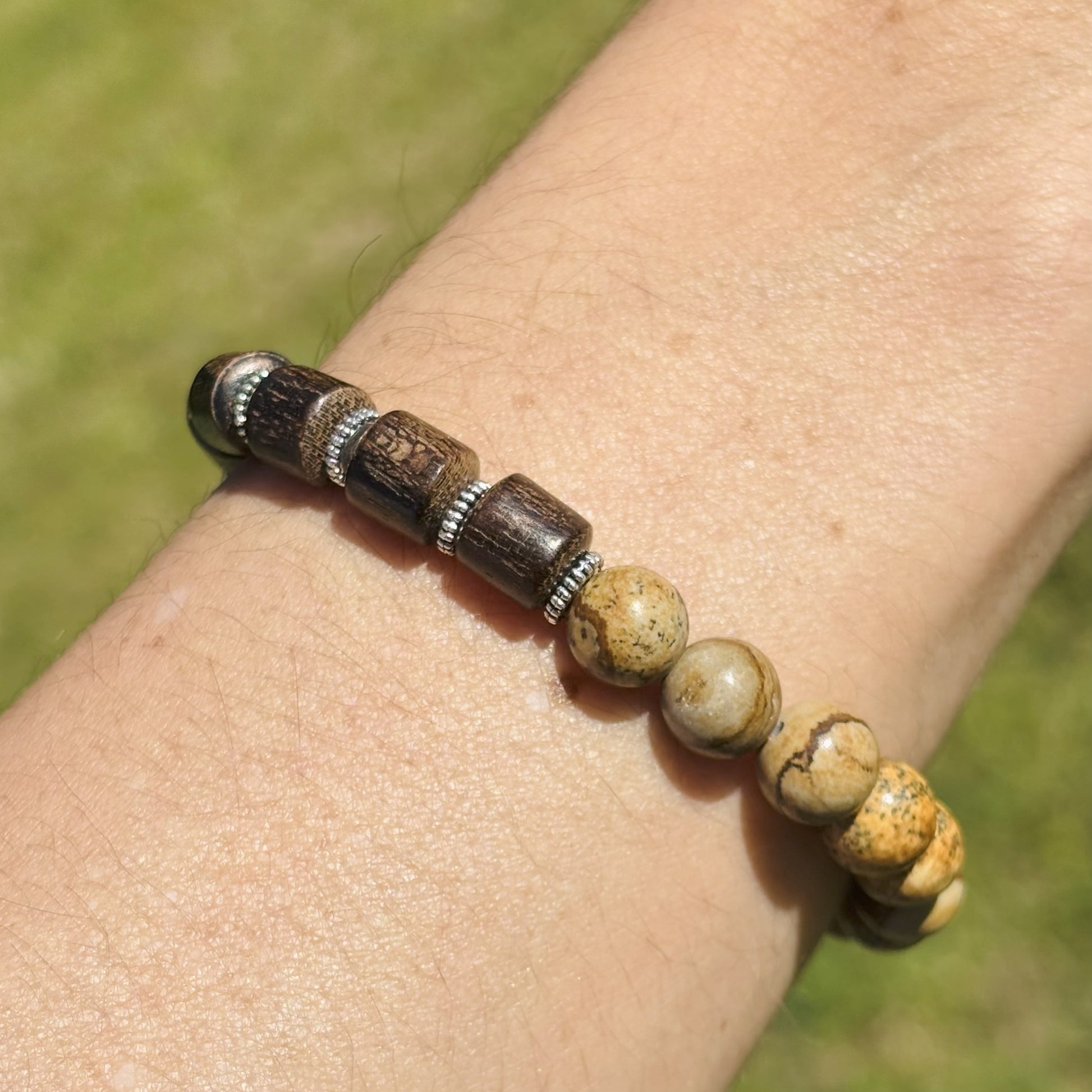 Bracelet quartz & bois avec intercalaires métal - L'Atelier Wen