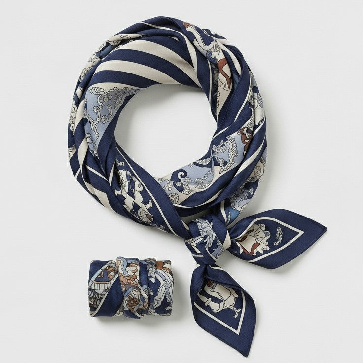 Foulards L'Atelier Wen en soie raffinée, imprimés inspirés de l’art asiatique, finitions artisanales, élégance intemporelle entre tradition et modernité.