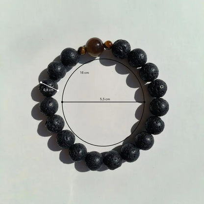 Bracelet en pierre de lave avec perle d’œil-de-tigre - L'Atelier Wen
