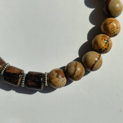 Bracelet quartz & bois avec intercalaires métal - L'Atelier Wen