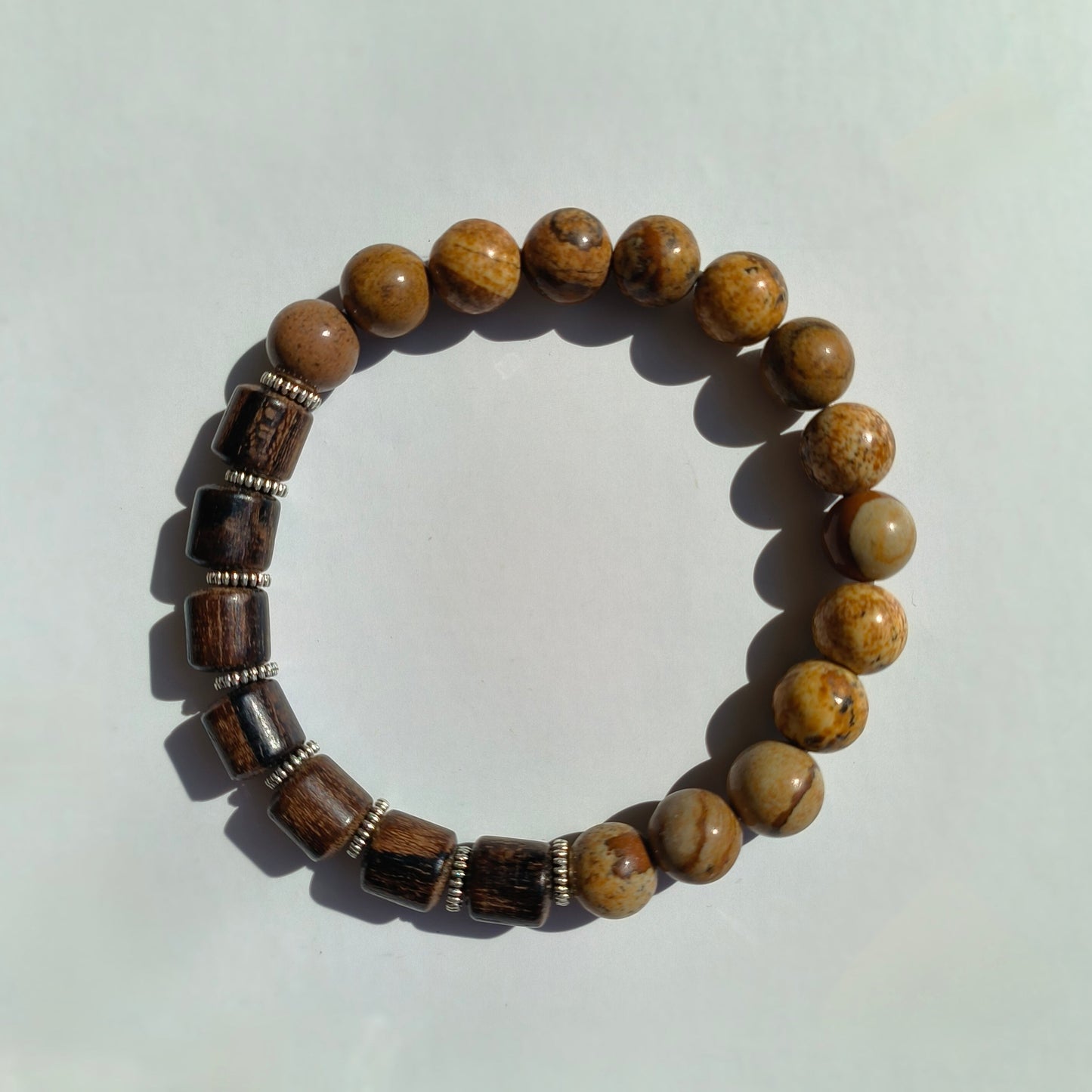 Bracelet quartz & bois avec intercalaires métal - L'Atelier Wen