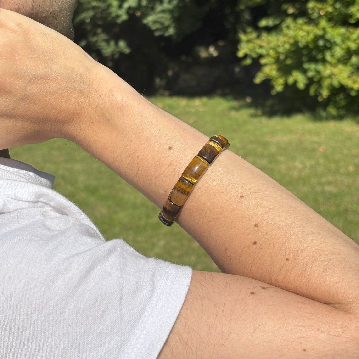 Bracelet en œil-de-tigre – maillons rectangulaires.