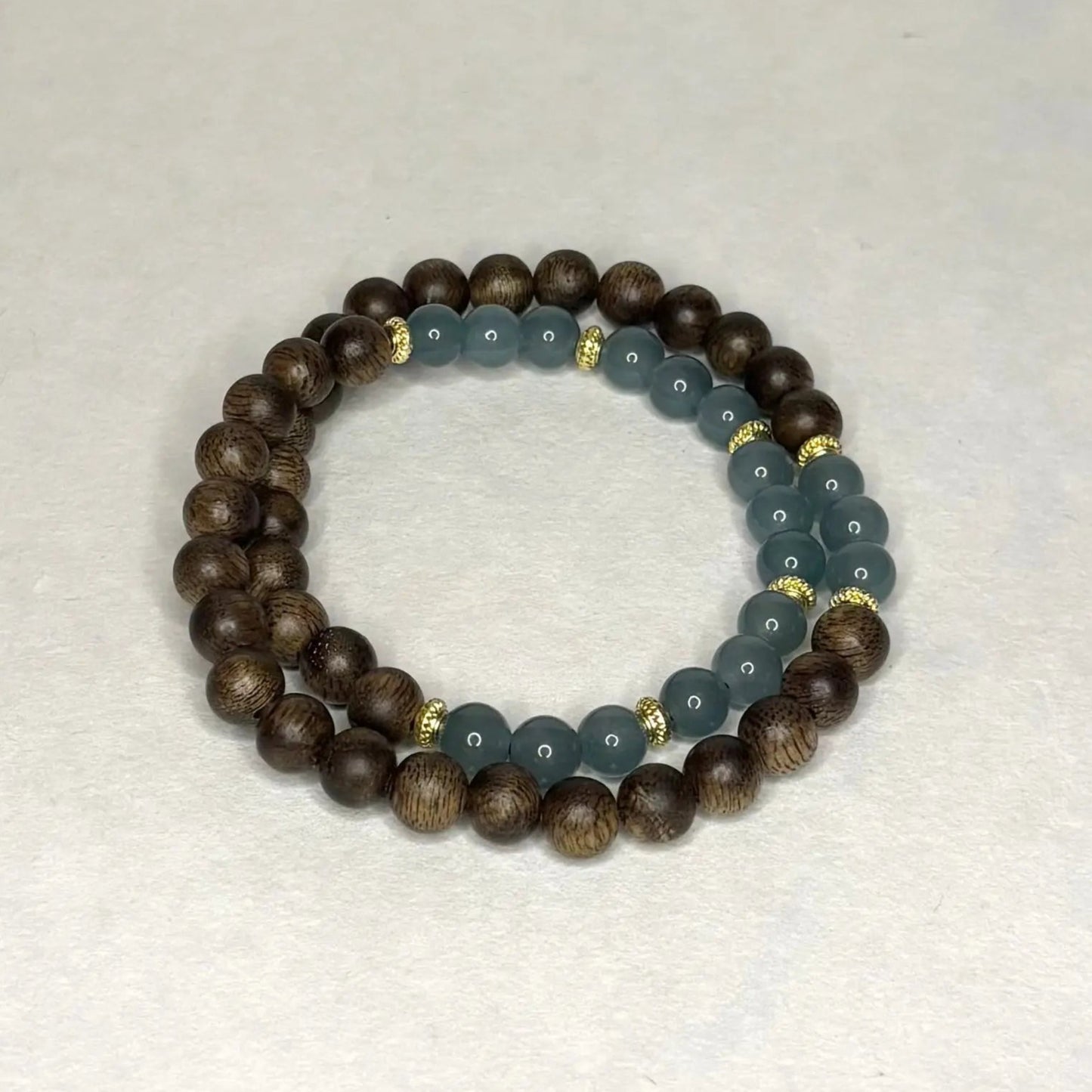 Bracelet en Bois & Bleu Lagon - L'Atelier Wen