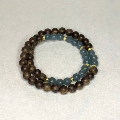 Bracelet en Bois & Bleu Lagon - L'Atelier Wen