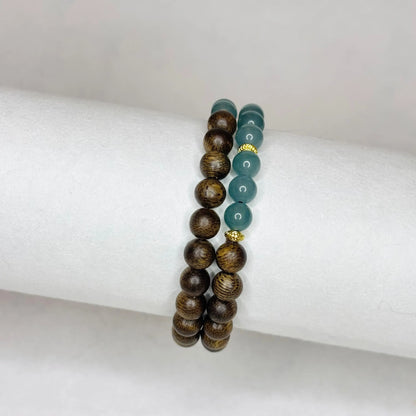 Bracelet en Bois & Bleu Lagon - L'Atelier Wen