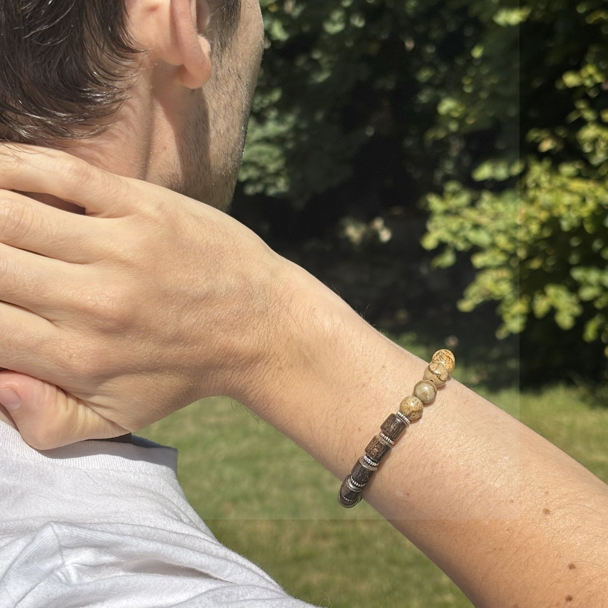 Bracelet quartz & bois avec intercalaires métal - L'Atelier Wen