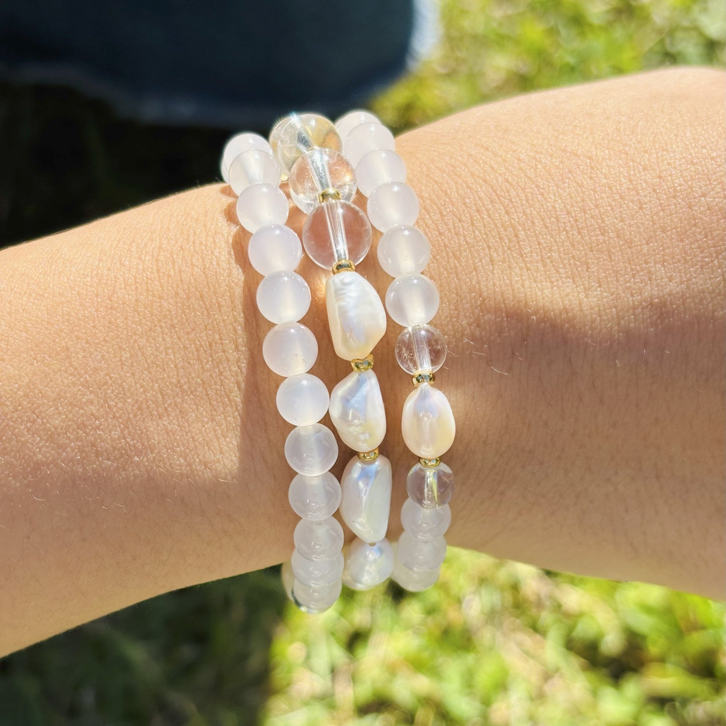 Éclat Nacré – Collier & Bracelets modulables