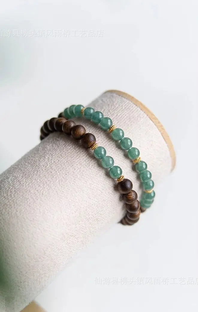 Bracelet en Bois & Bleu Lagon.