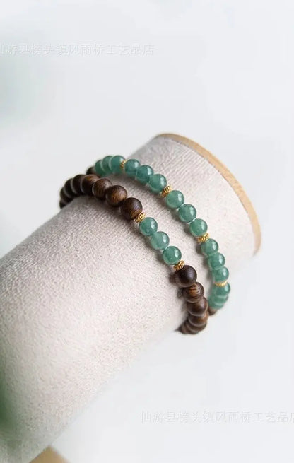Bracelet en Bois & Bleu Lagon.
